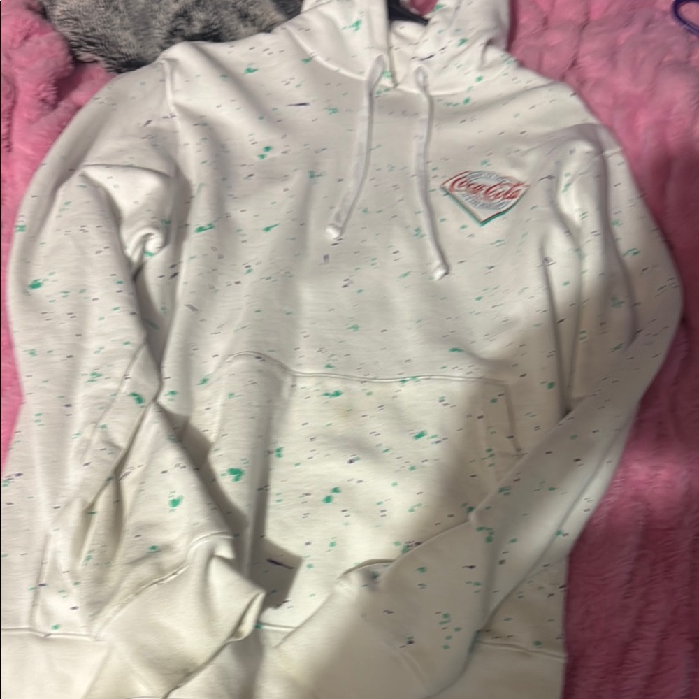 Coca Cola White and Green Sweater with Textured Design